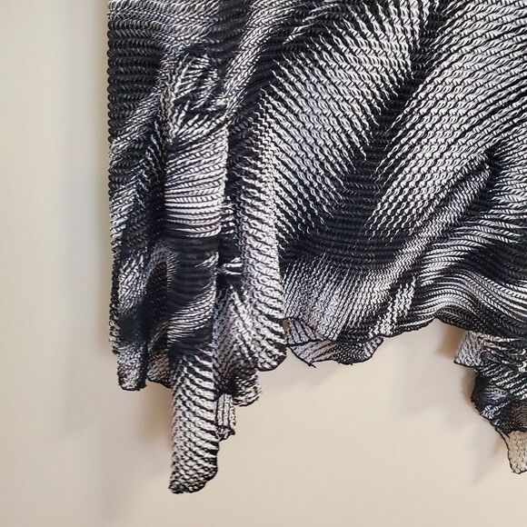 KAKTUS Tunic Size Large Asymmetric Handkerchief Hem black/white Top Mesh Scoop - Picture 6 of 13